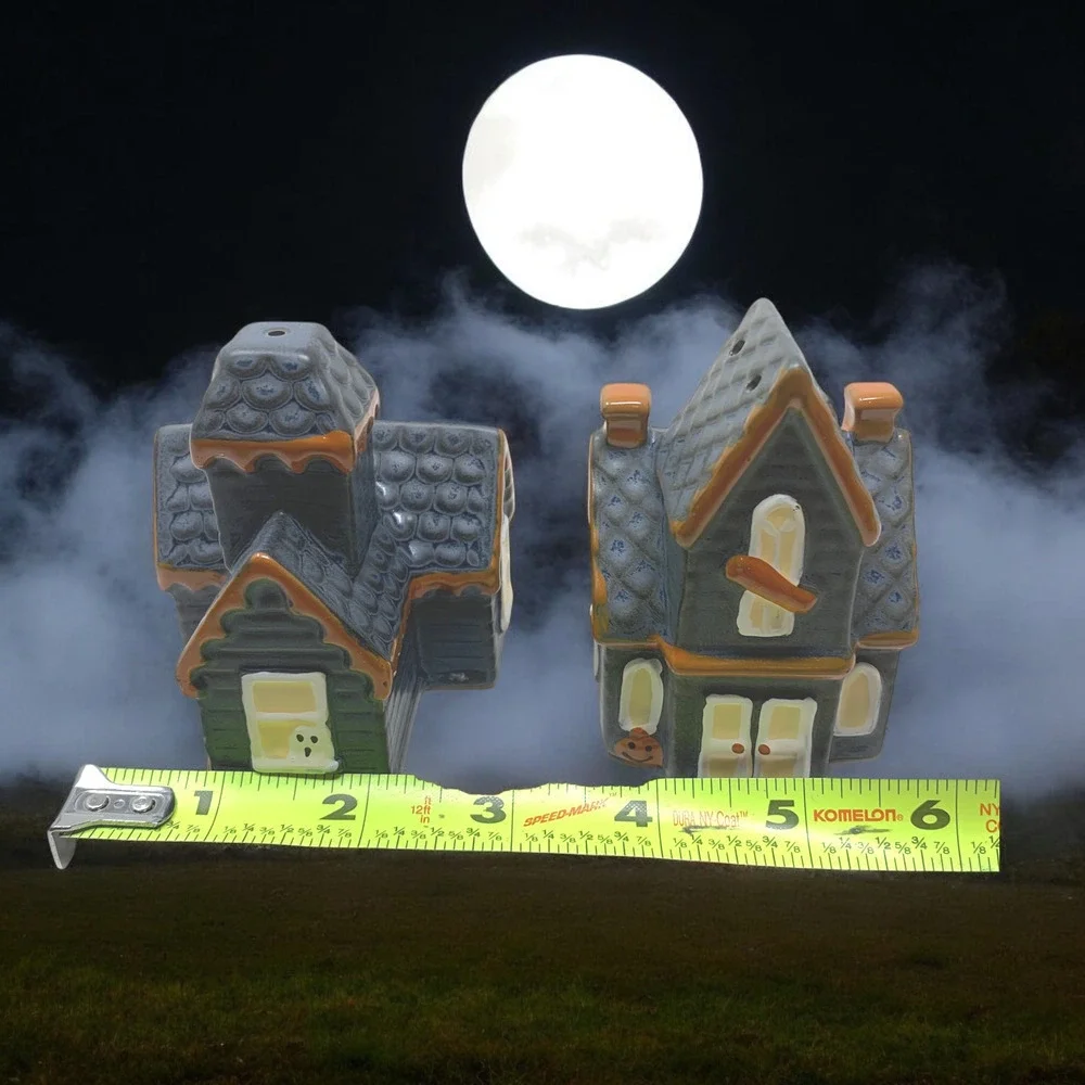 NEW Pottery Barn Halloween Haunted Spooky House Salt & Pepper Shaker Set NWB